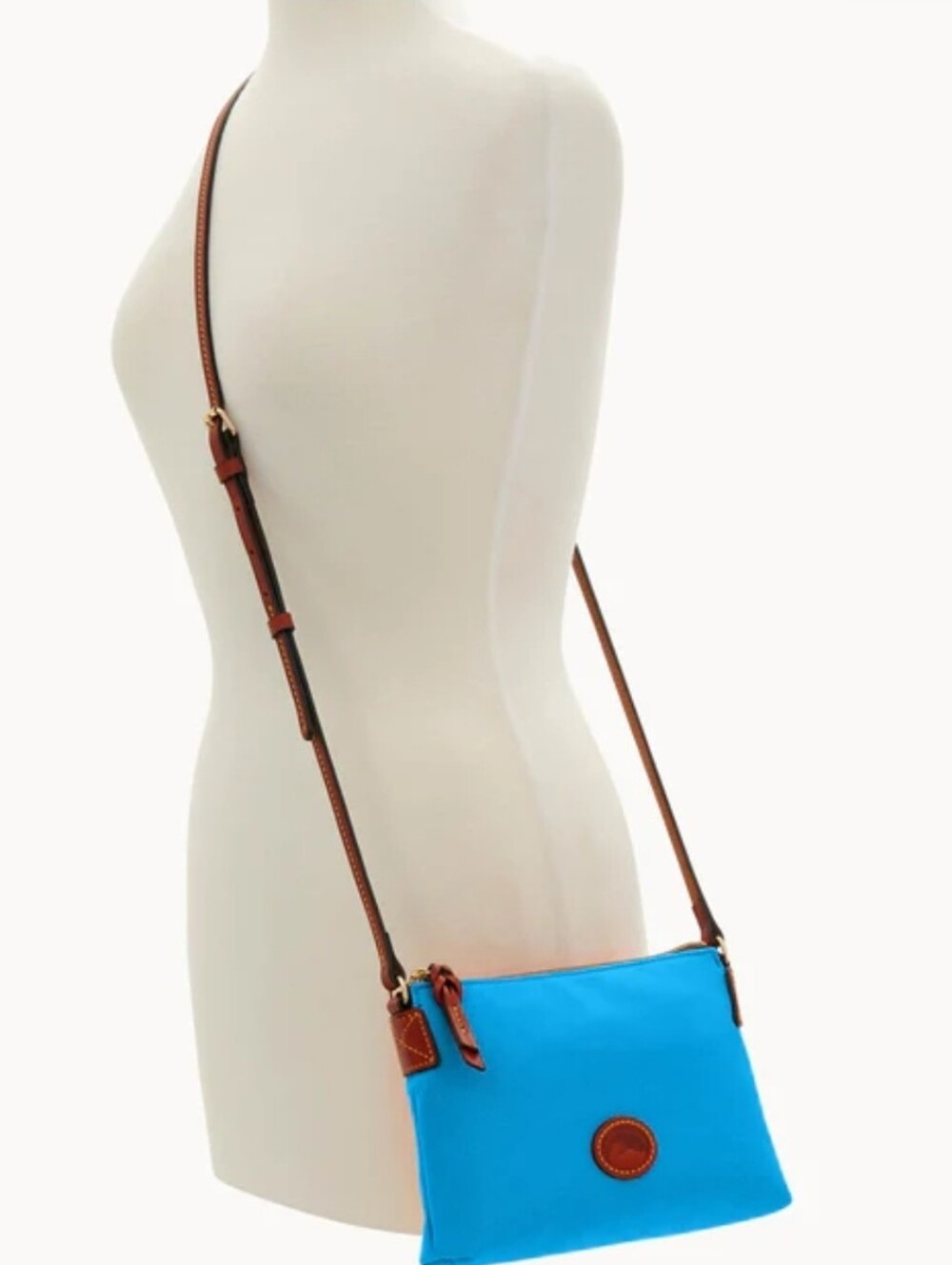 Dooney & Bourke Bright Blue Crossbody with Tan Leather Trim - Picture 8 of 8